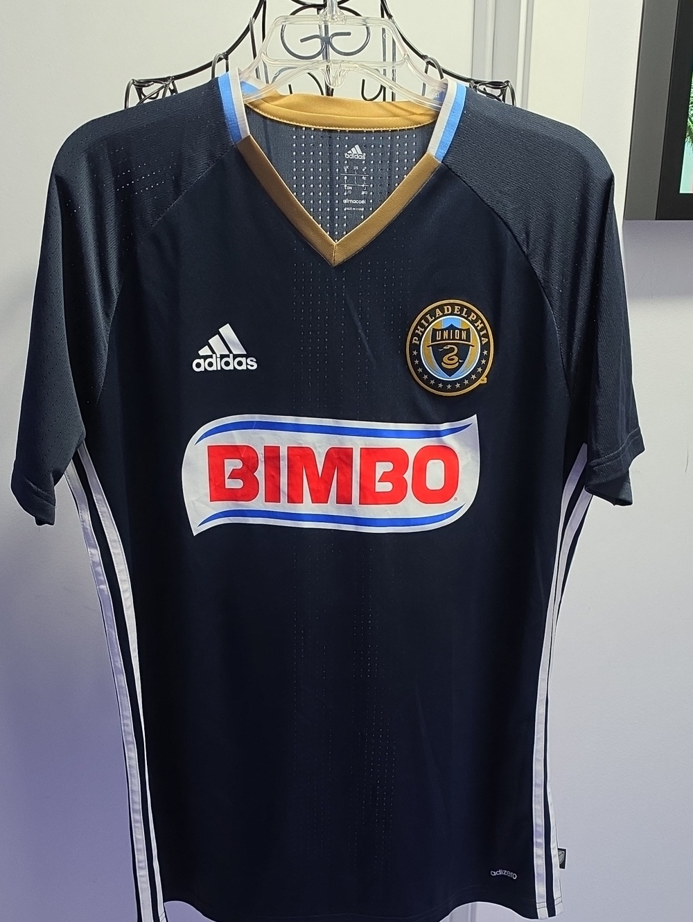 adidas Black Philadelphia Union Soccer Jersey with Gold and Light Blue Accents